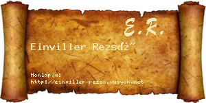 Einviller Rezső névjegykártya